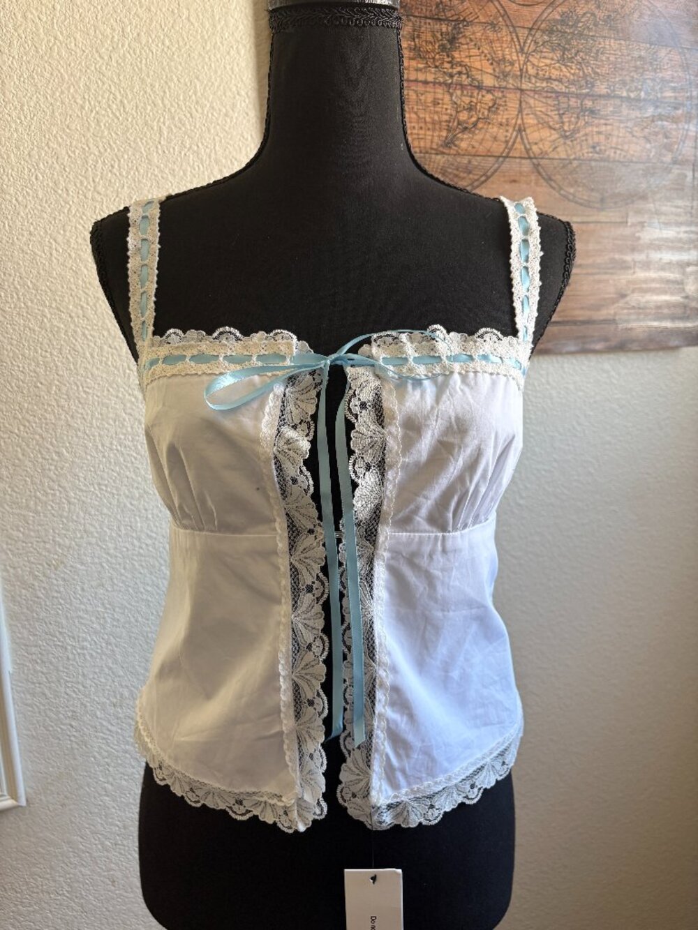 Rumored Vintage Love Cami White/Blue Size S NWT